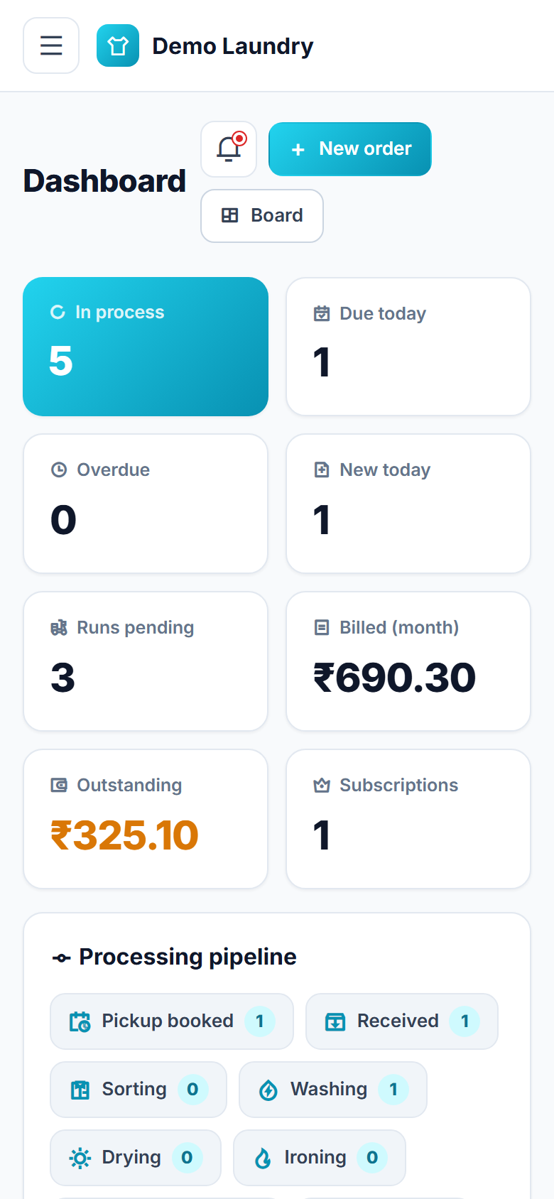 Laundry and Dry-cleaning Management and Order-tracking Software screenshot