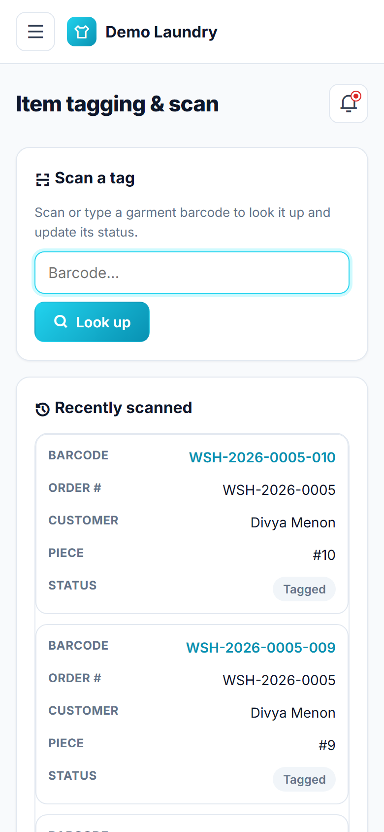 Laundry and Dry-cleaning Management and Order-tracking Software screenshot