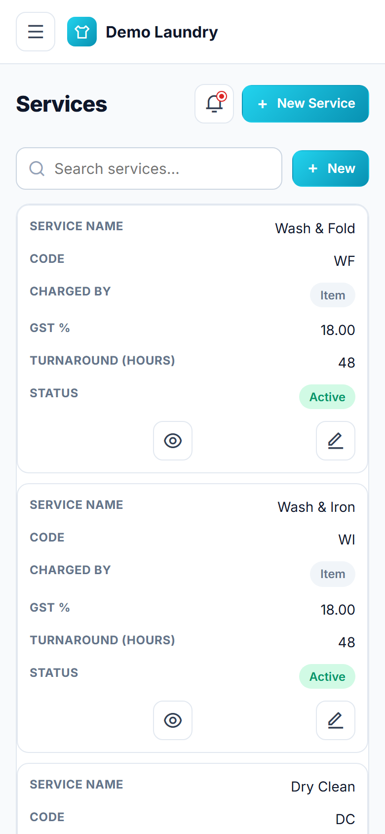 Laundry and Dry-cleaning Management and Order-tracking Software screenshot