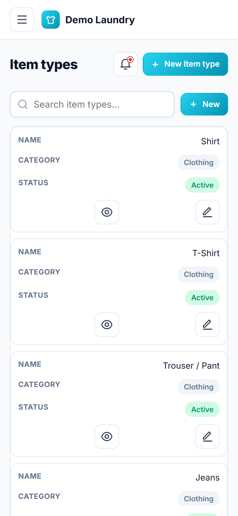 Laundry and Dry-cleaning Management and Order-tracking Software screenshot