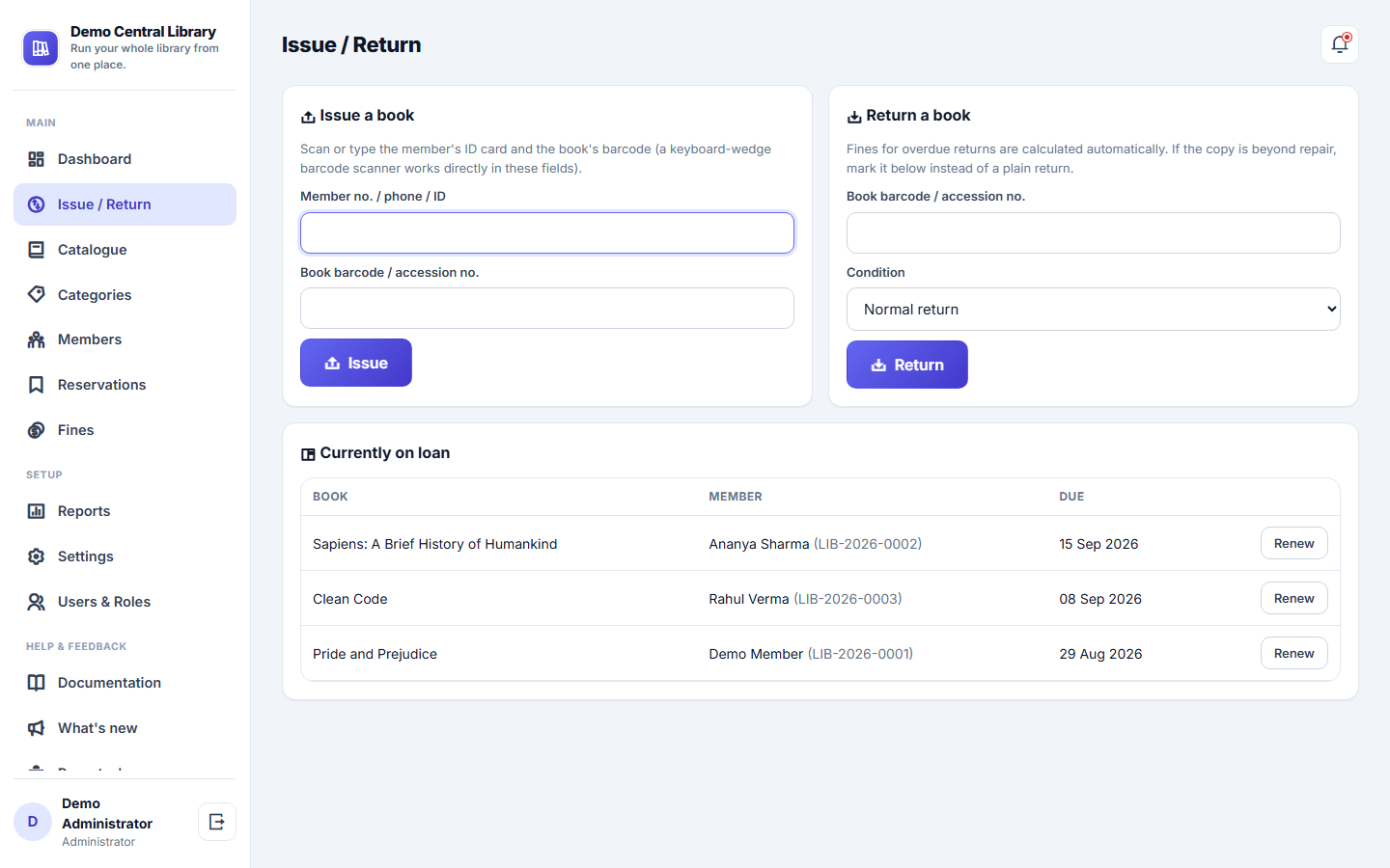 Library Management System screenshot