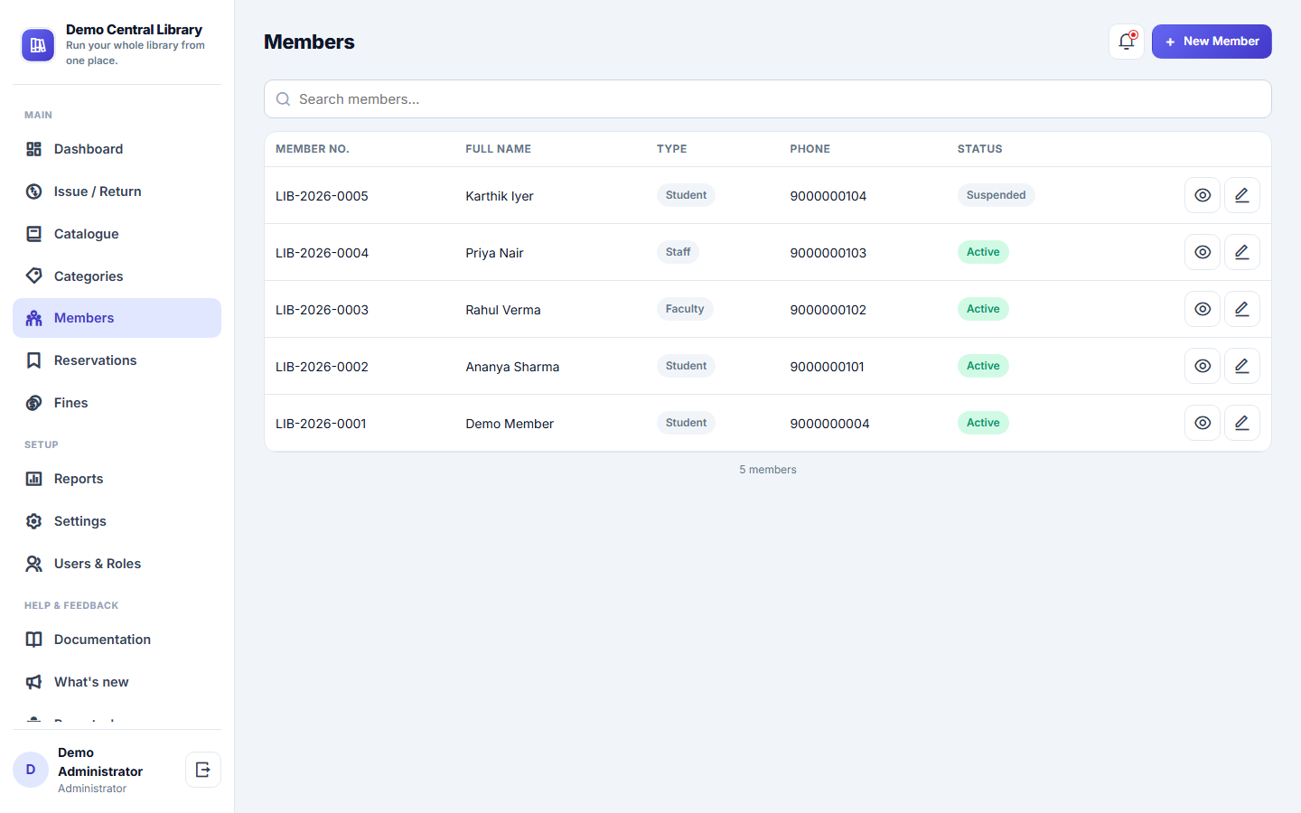 Library Management System screenshot