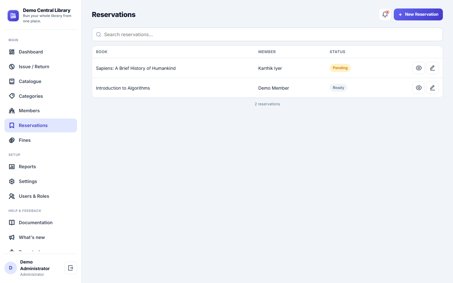 Library Management System screenshot