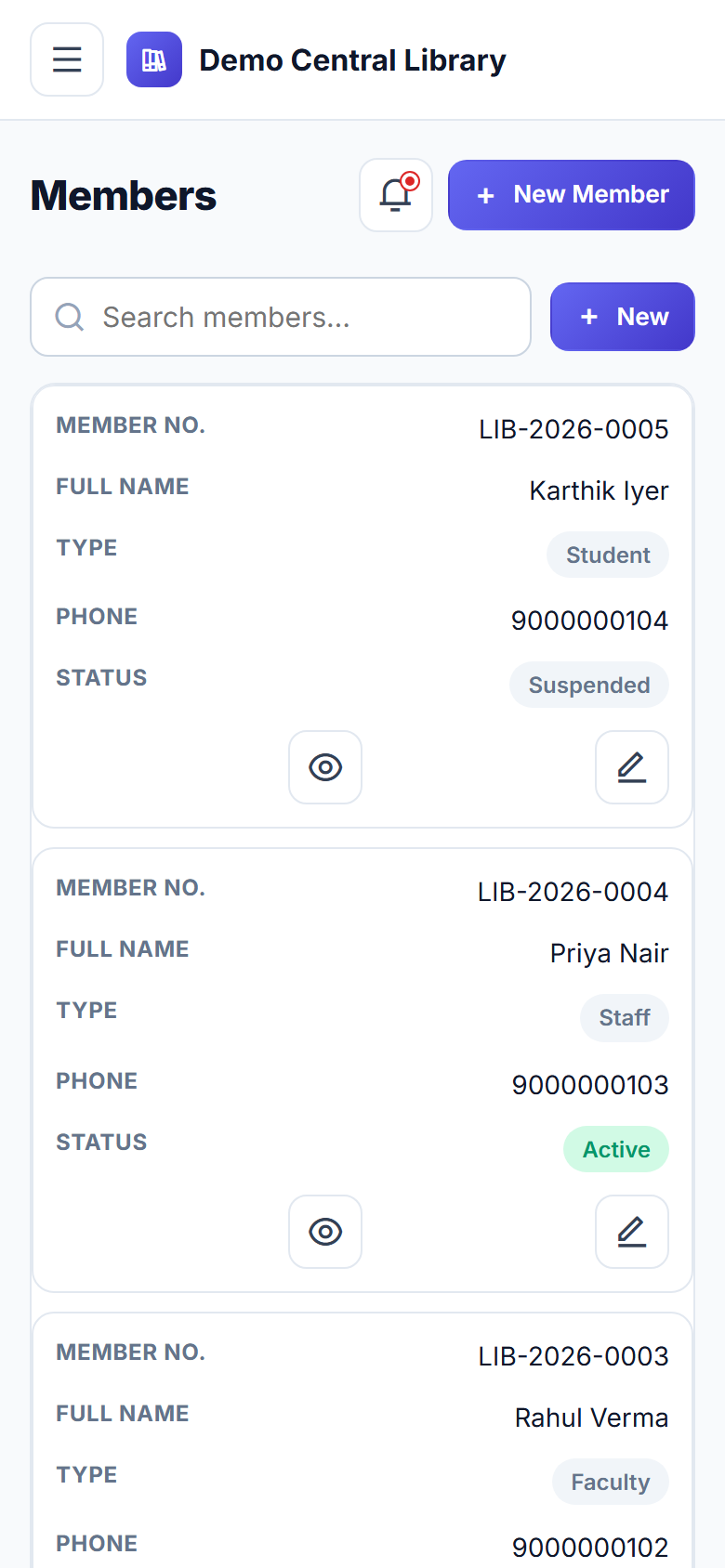Library Management System screenshot