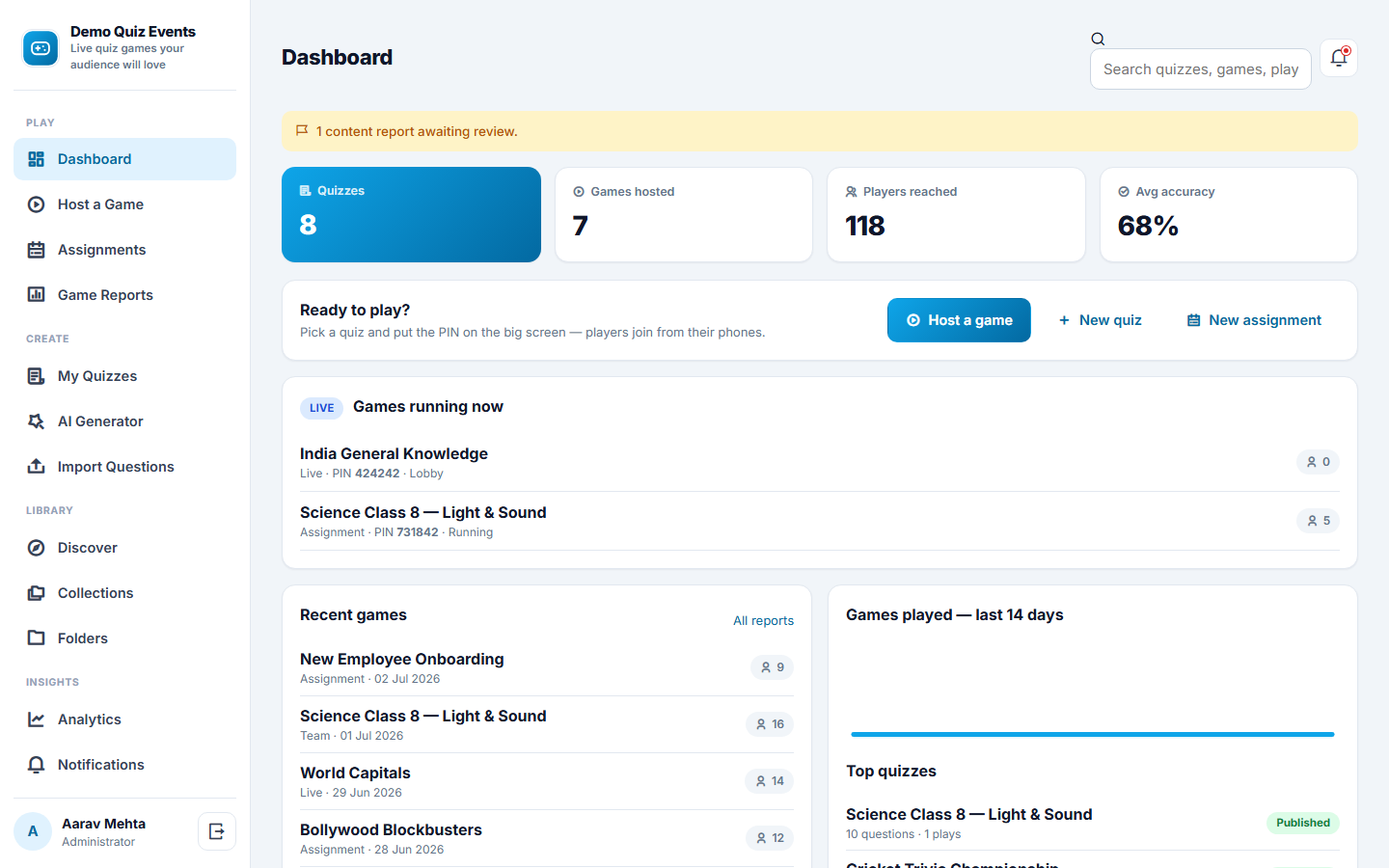 Live Quiz and Game Show Platform screenshot