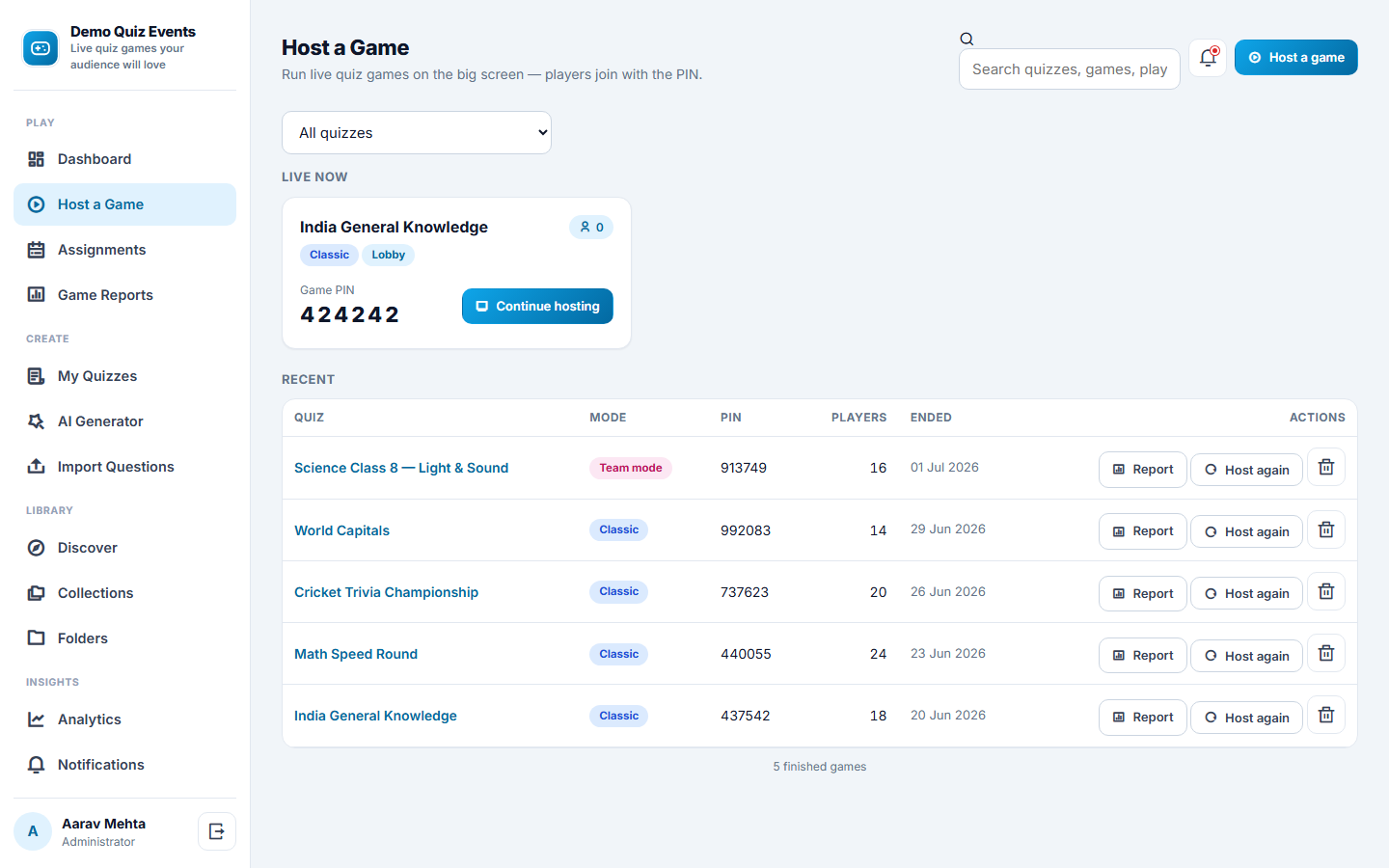 Live Quiz and Game Show Platform screenshot