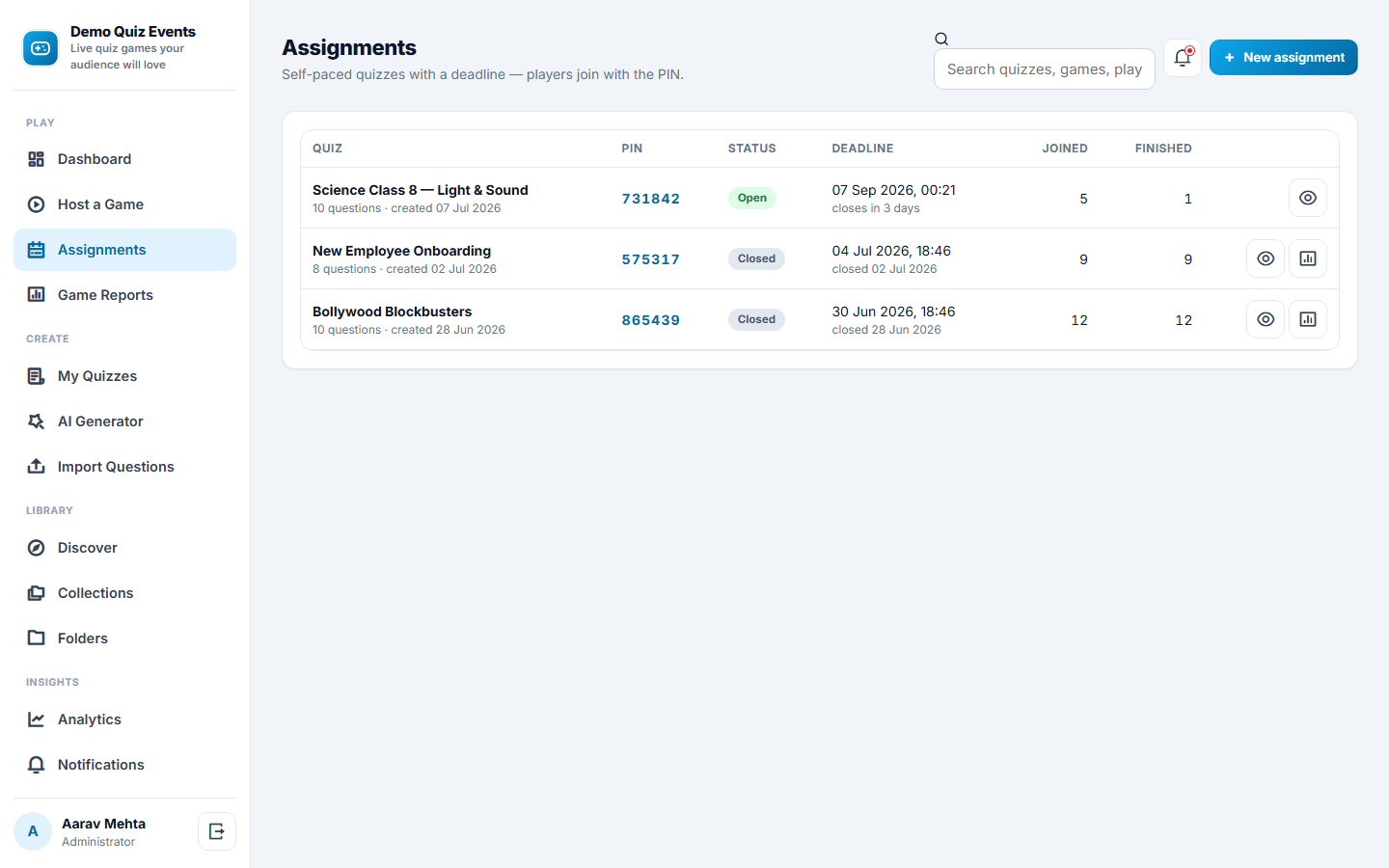 Live Quiz and Game Show Platform screenshot