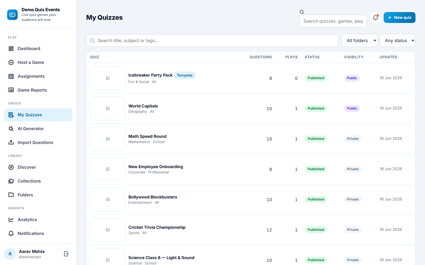 Live Quiz and Game Show Platform screenshot