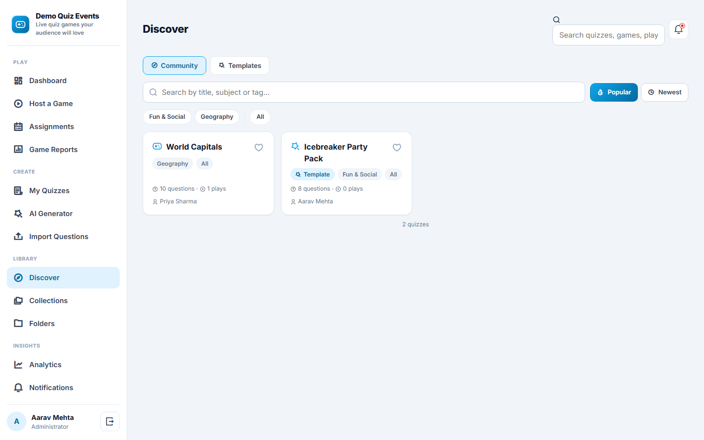 Live Quiz and Game Show Platform screenshot