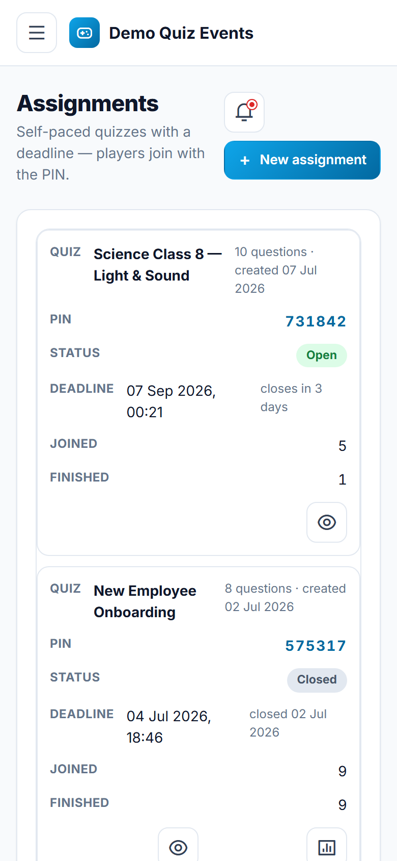 Live Quiz and Game Show Platform screenshot