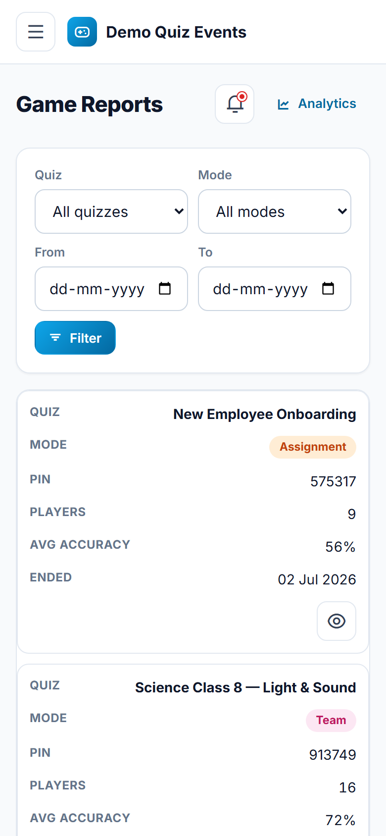 Live Quiz and Game Show Platform screenshot