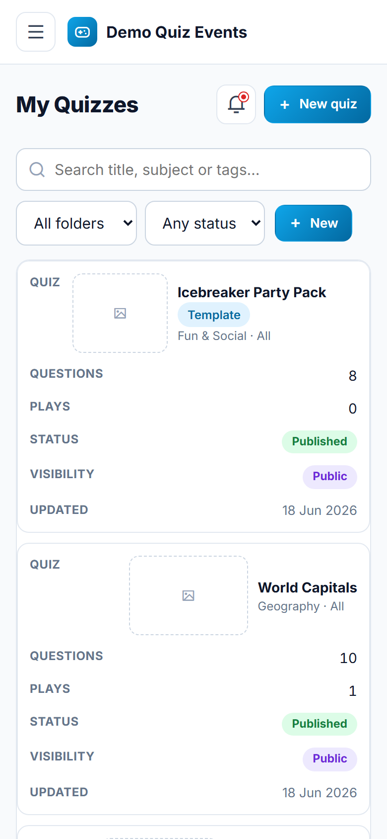 Live Quiz and Game Show Platform screenshot