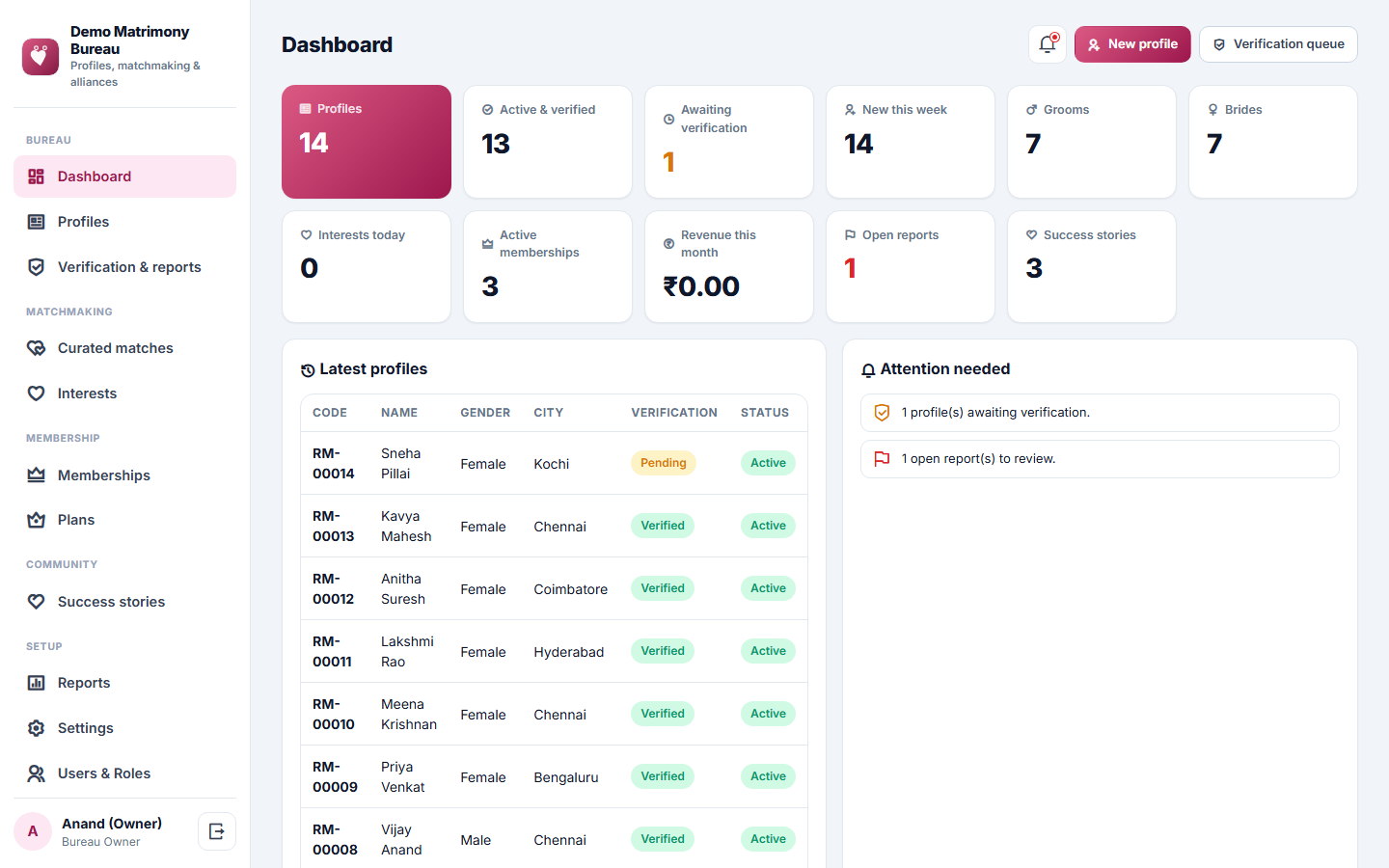 Matrimony and Marriage Bureau Management Software screenshot