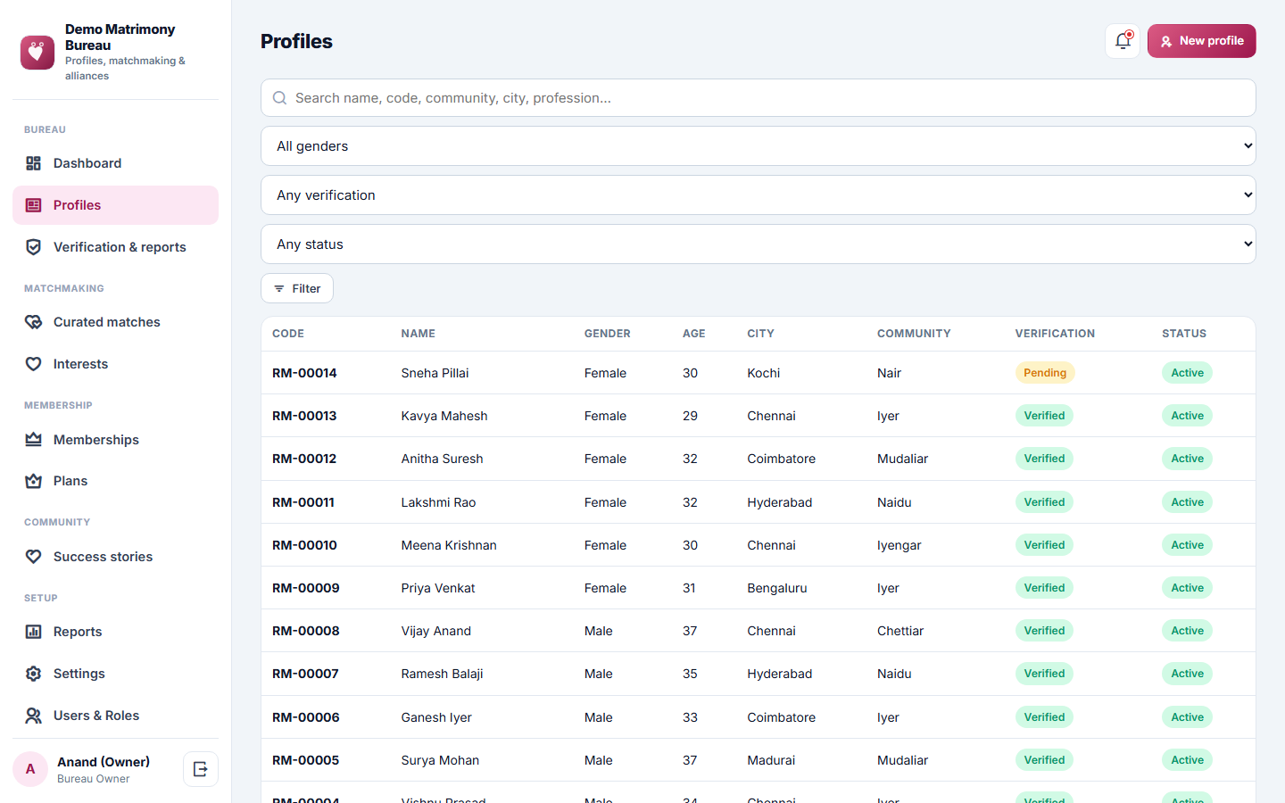 Matrimony and Marriage Bureau Management Software screenshot
