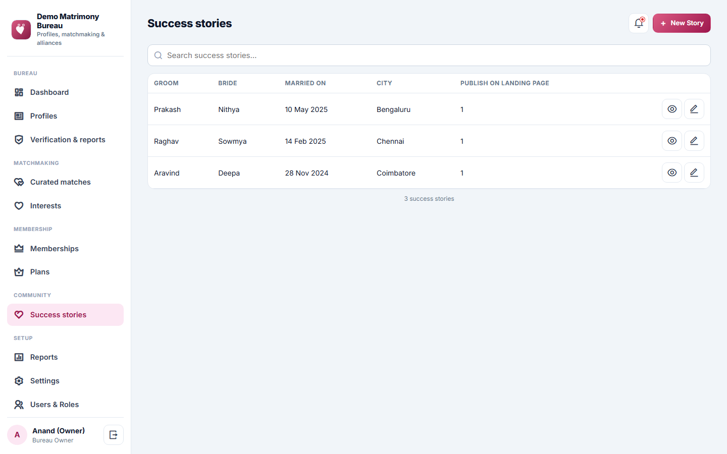 Matrimony and Marriage Bureau Management Software screenshot