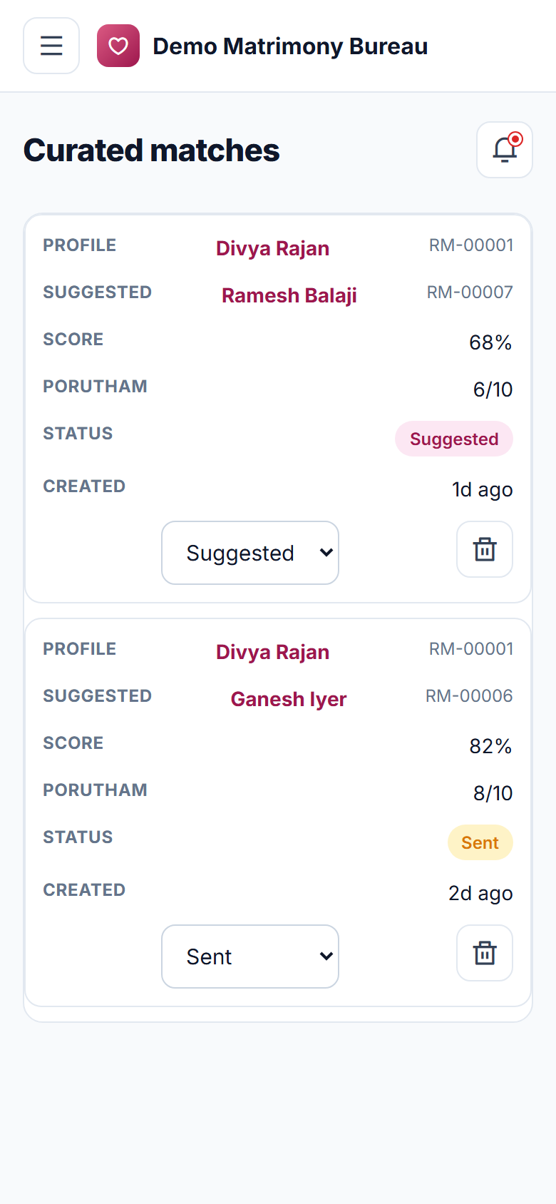 Matrimony and Marriage Bureau Management Software screenshot