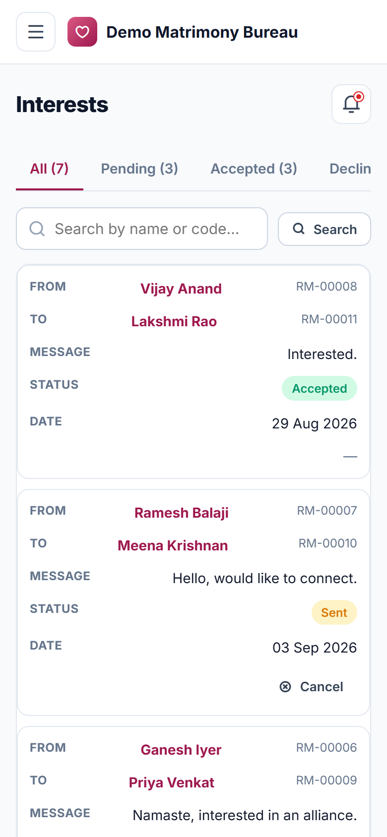 Matrimony and Marriage Bureau Management Software screenshot