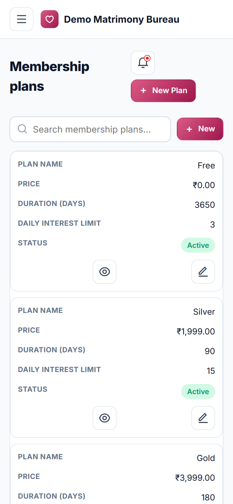 Matrimony and Marriage Bureau Management Software screenshot