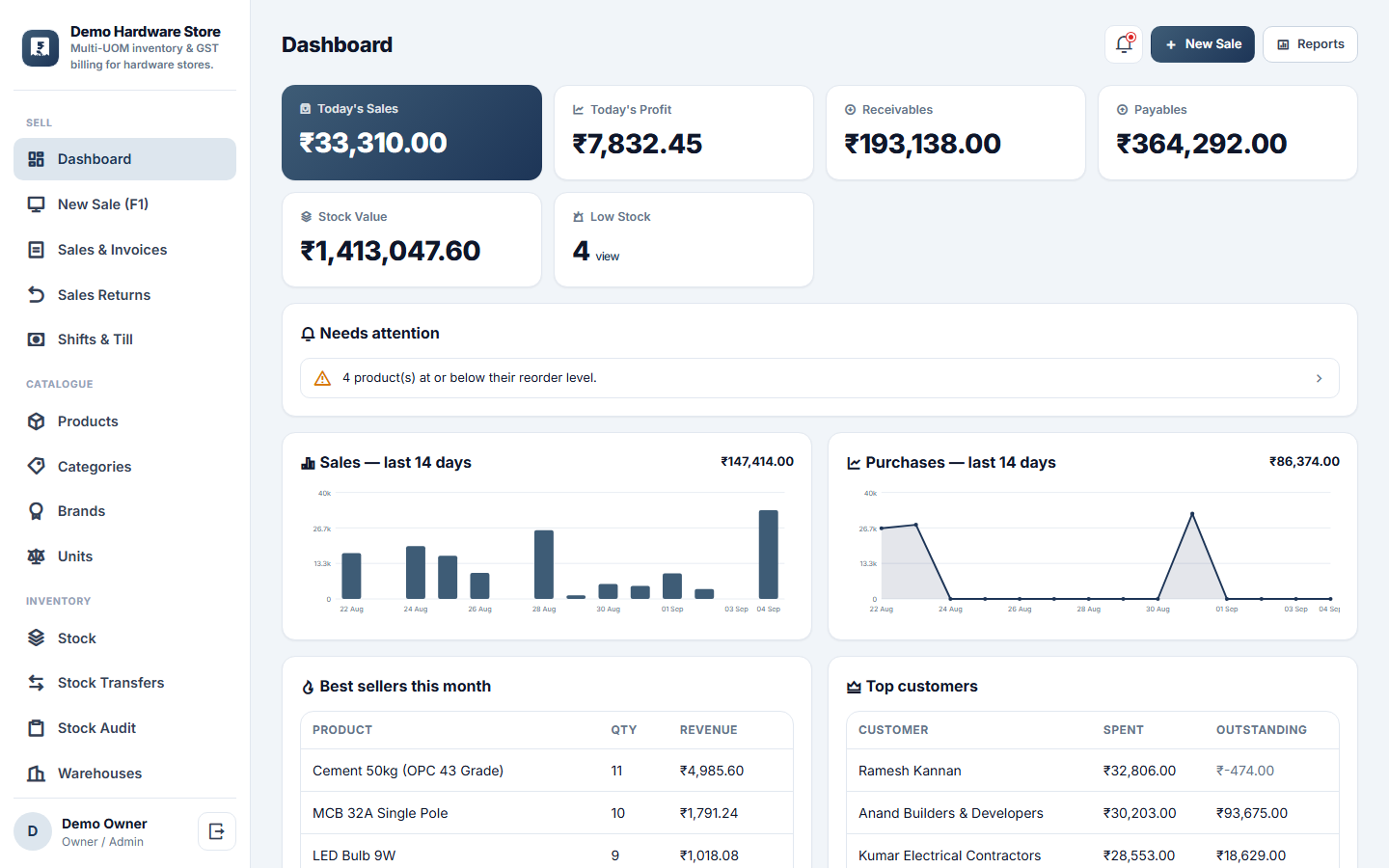 Multi-UOM Inventory & GST Billing Software screenshot