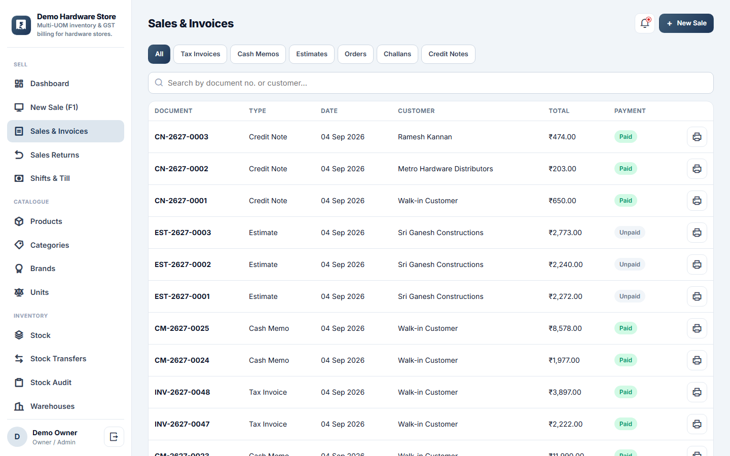 Multi-UOM Inventory & GST Billing Software screenshot
