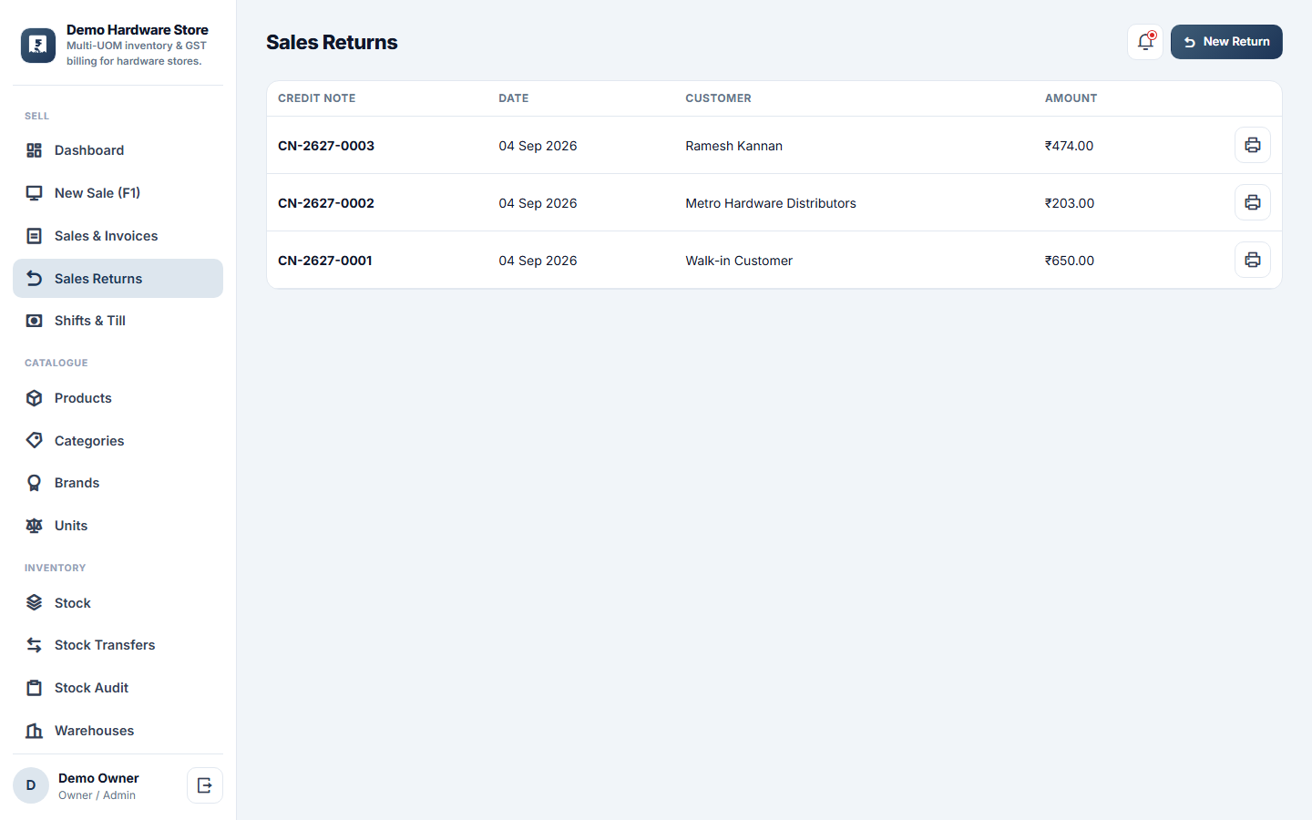 Multi-UOM Inventory & GST Billing Software screenshot
