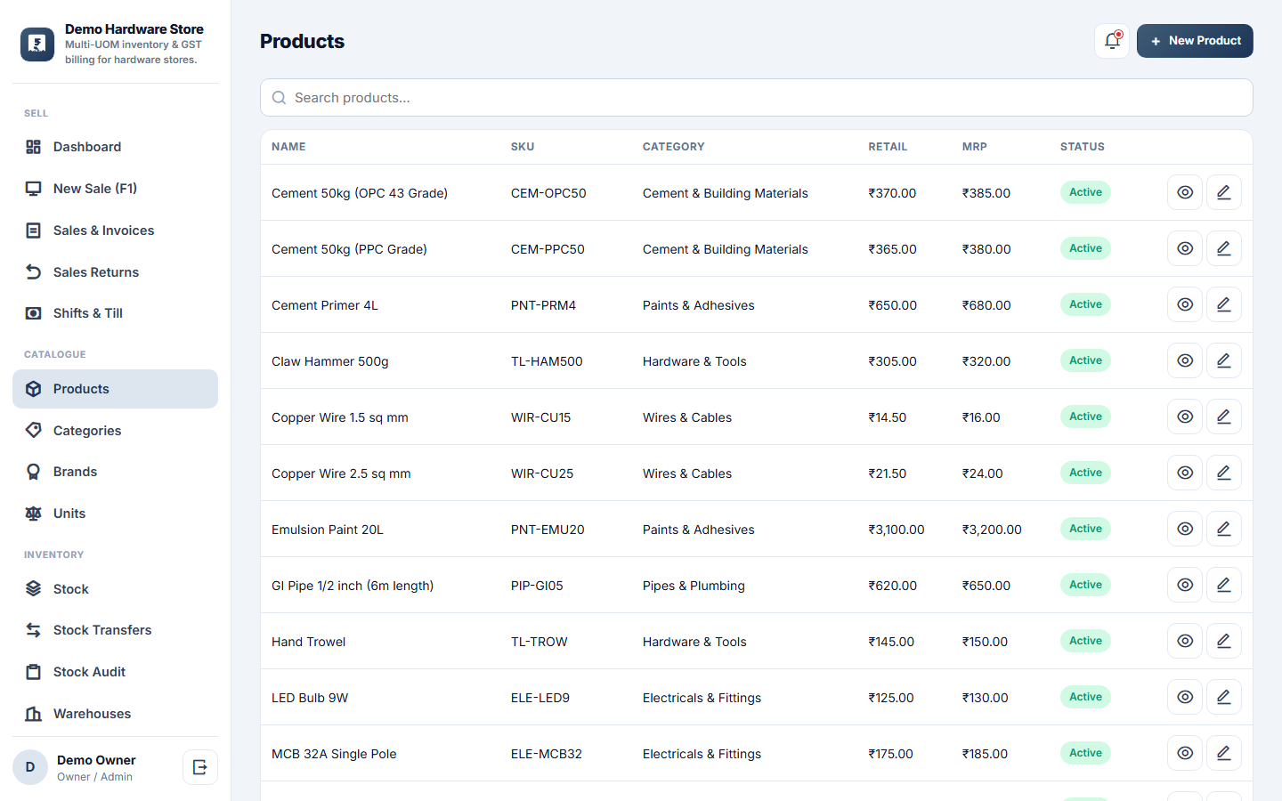 Multi-UOM Inventory & GST Billing Software screenshot