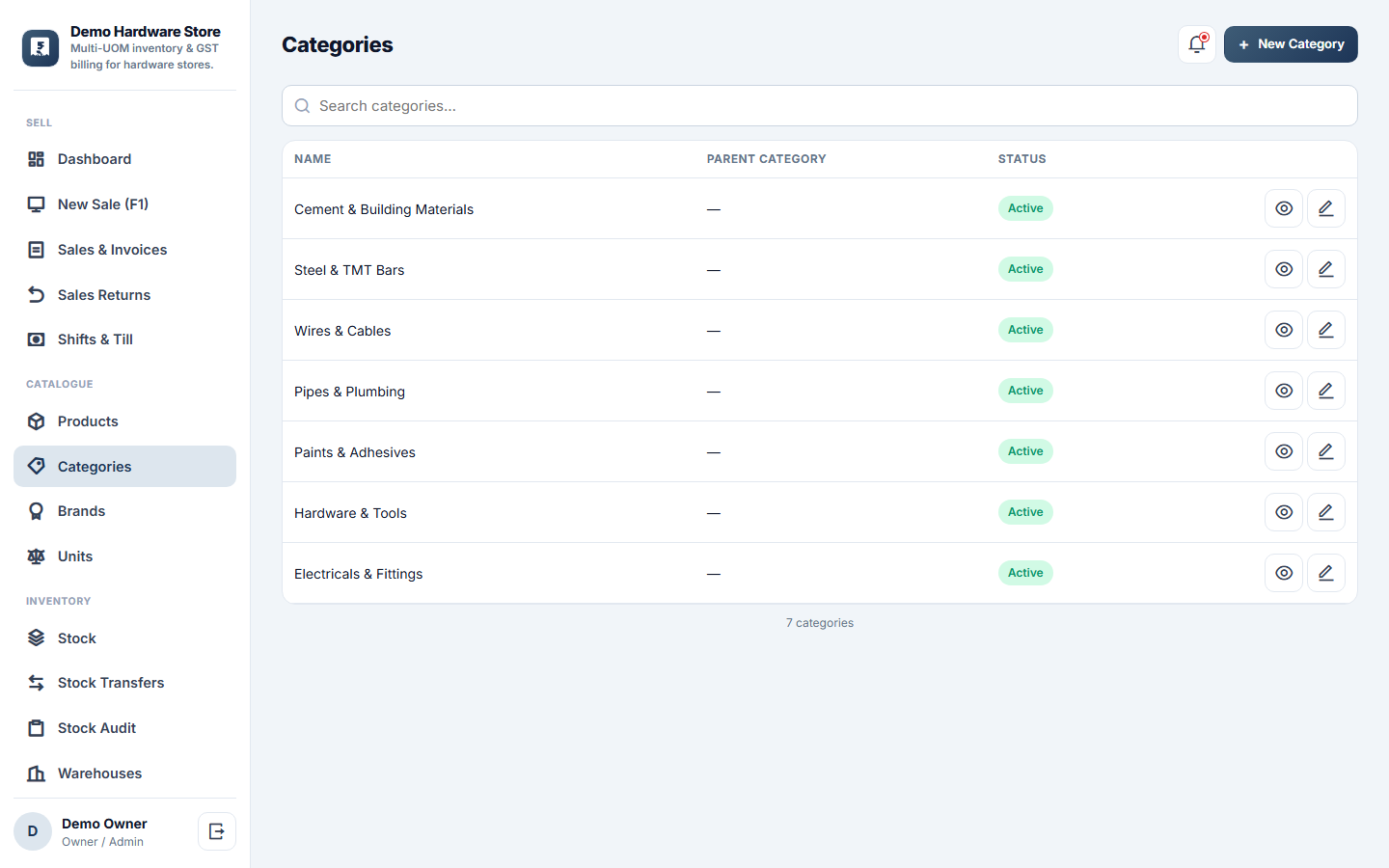 Multi-UOM Inventory & GST Billing Software screenshot