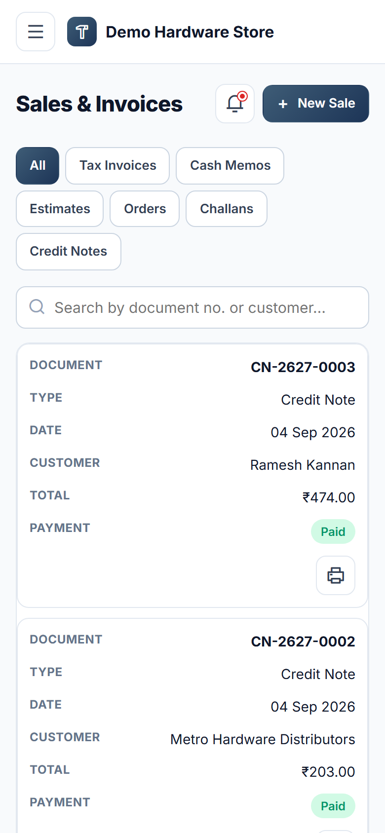Multi-UOM Inventory & GST Billing Software screenshot