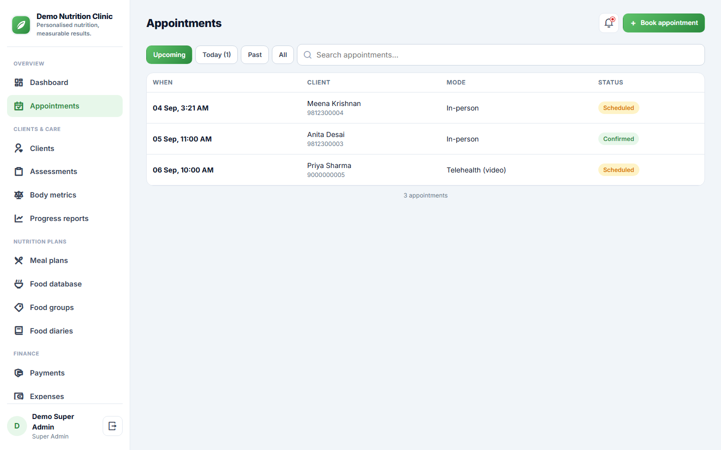 Dietitian and Nutrition Consultation Software screenshot