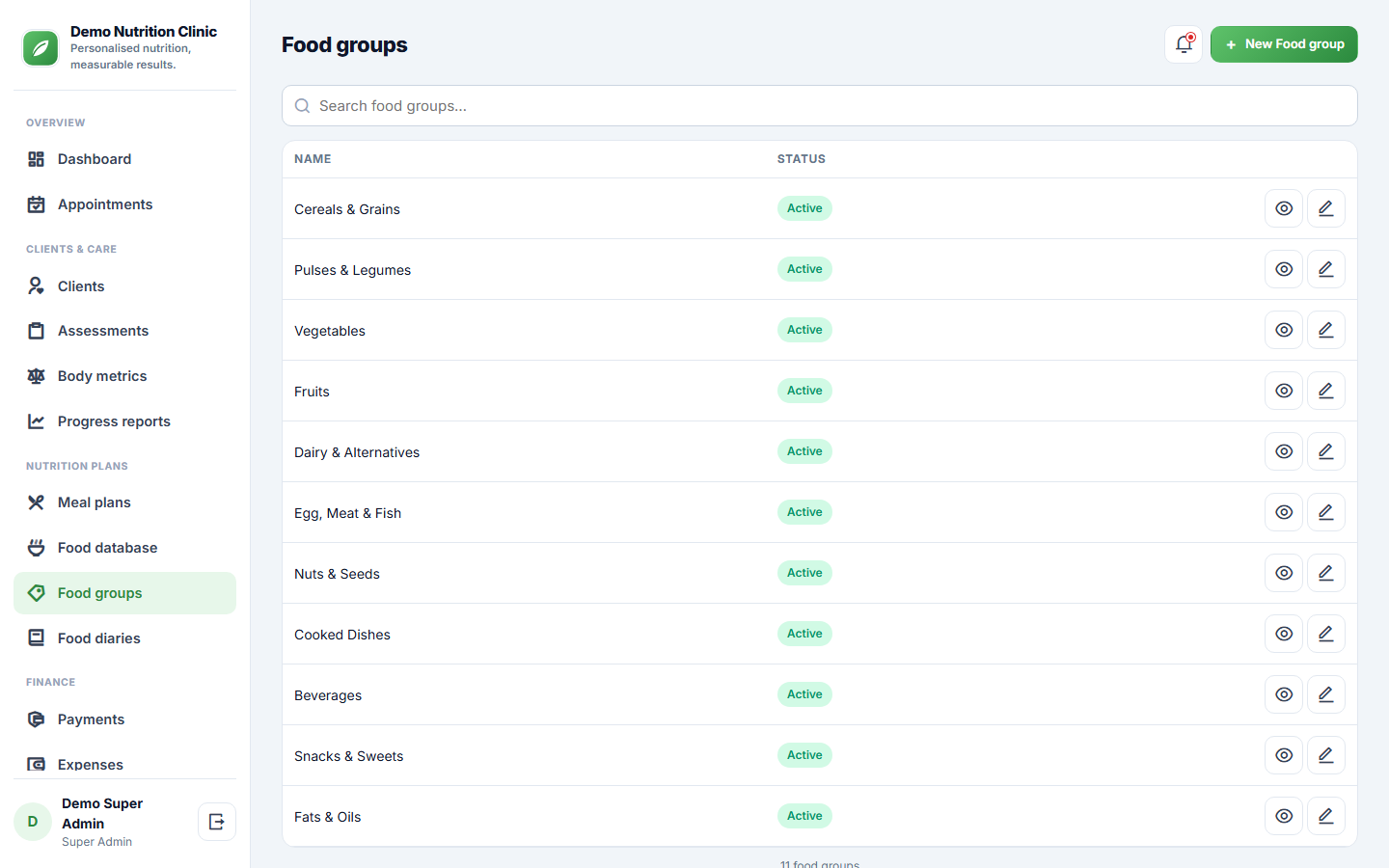 Dietitian and Nutrition Consultation Software screenshot