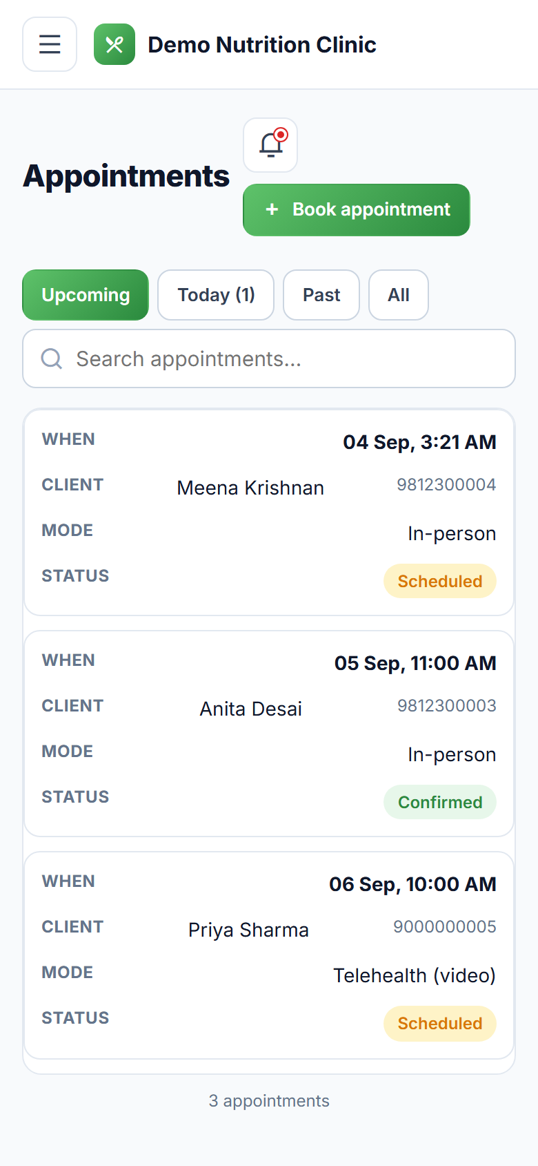 Dietitian and Nutrition Consultation Software screenshot