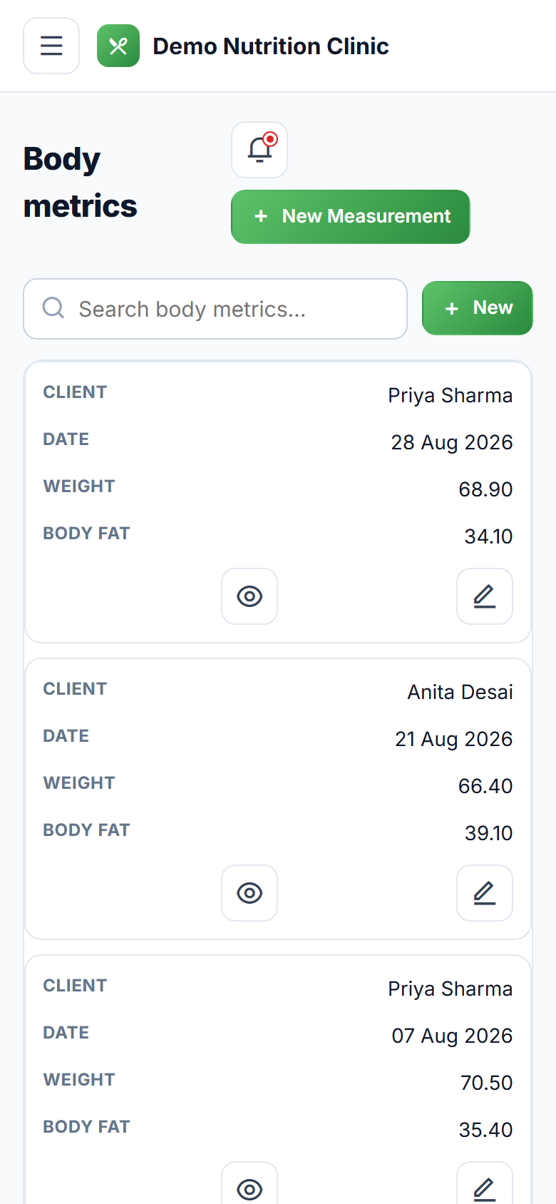 Dietitian and Nutrition Consultation Software screenshot