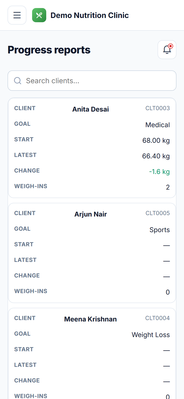 Dietitian and Nutrition Consultation Software screenshot