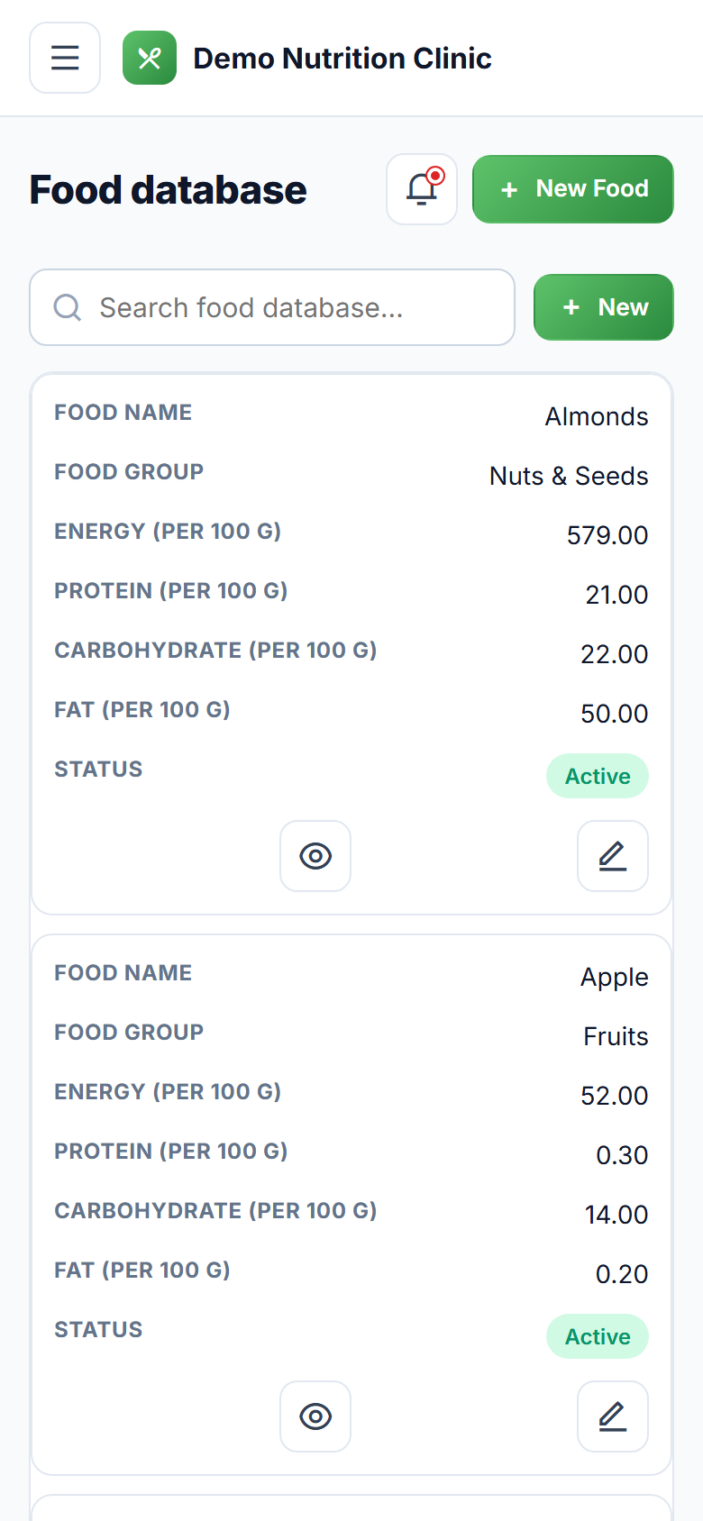 Dietitian and Nutrition Consultation Software screenshot