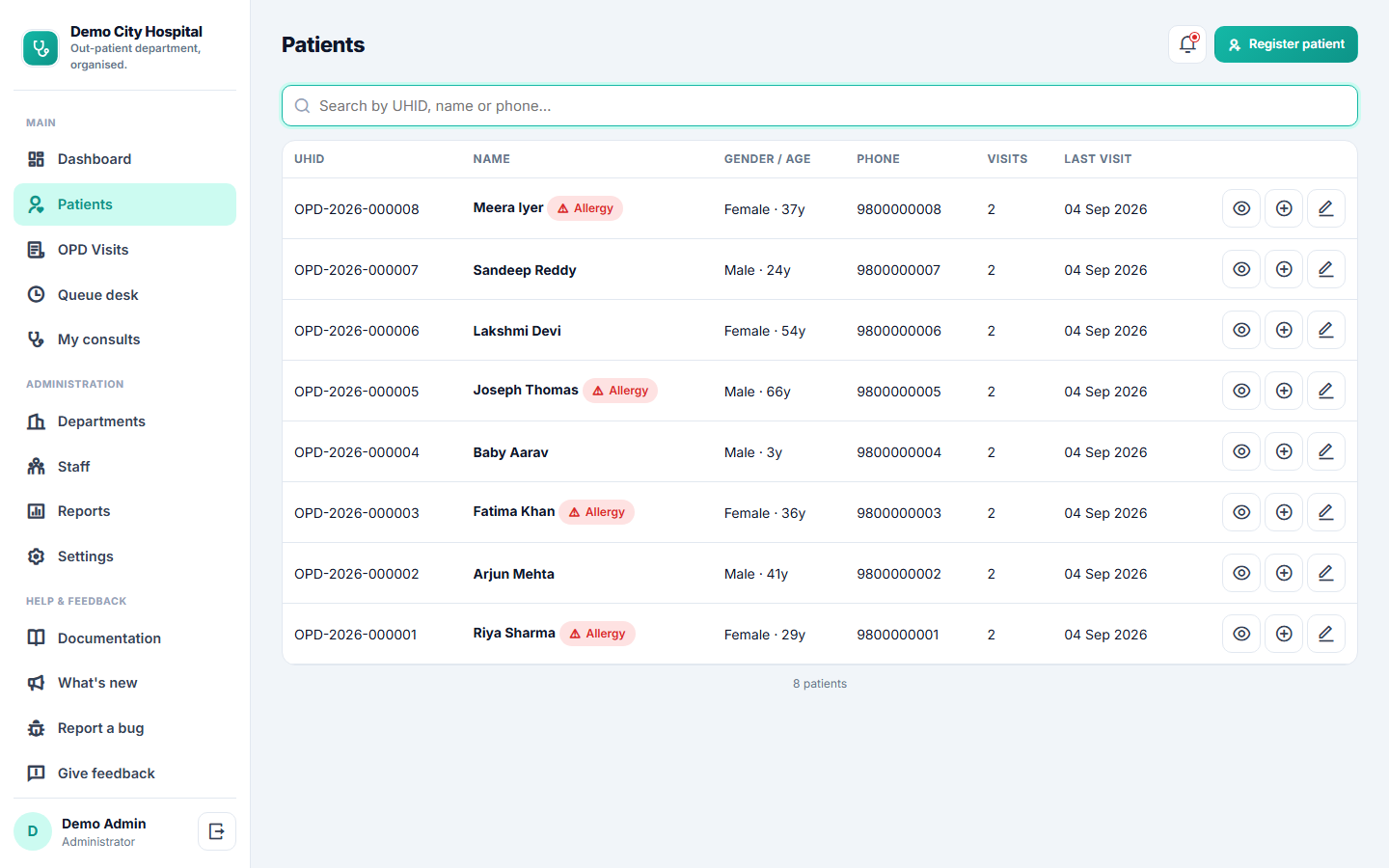 Hospital OPD Management Software screenshot