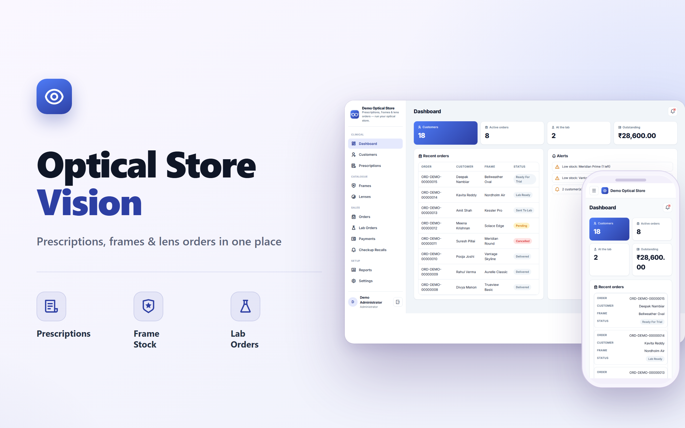 Optical Store Prescription, Frame & Lens Order Management Software