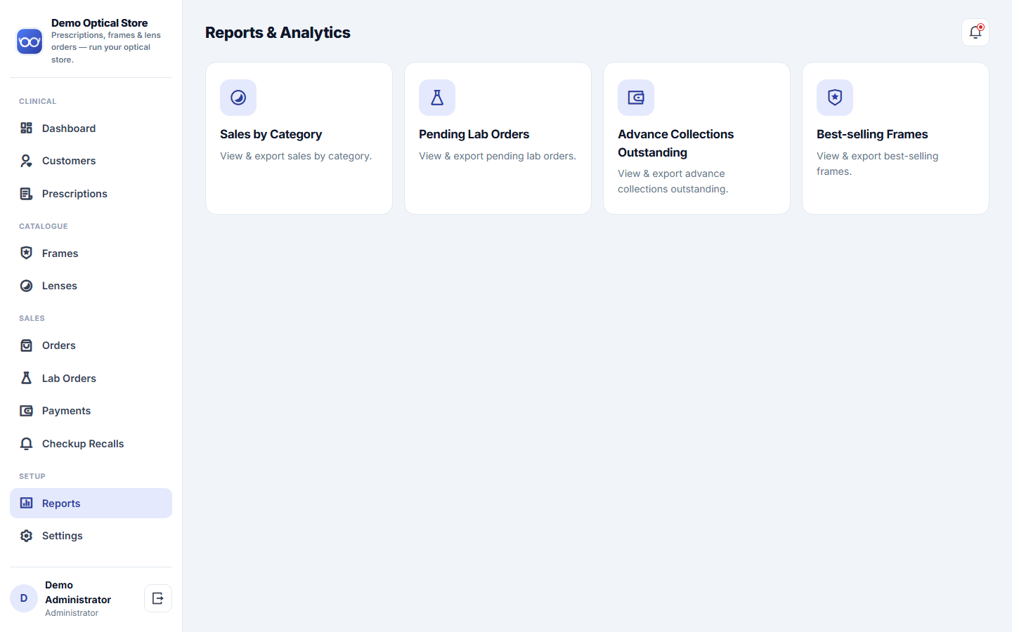 Optical Store Prescription, Frame & Lens Order Management Software screenshot