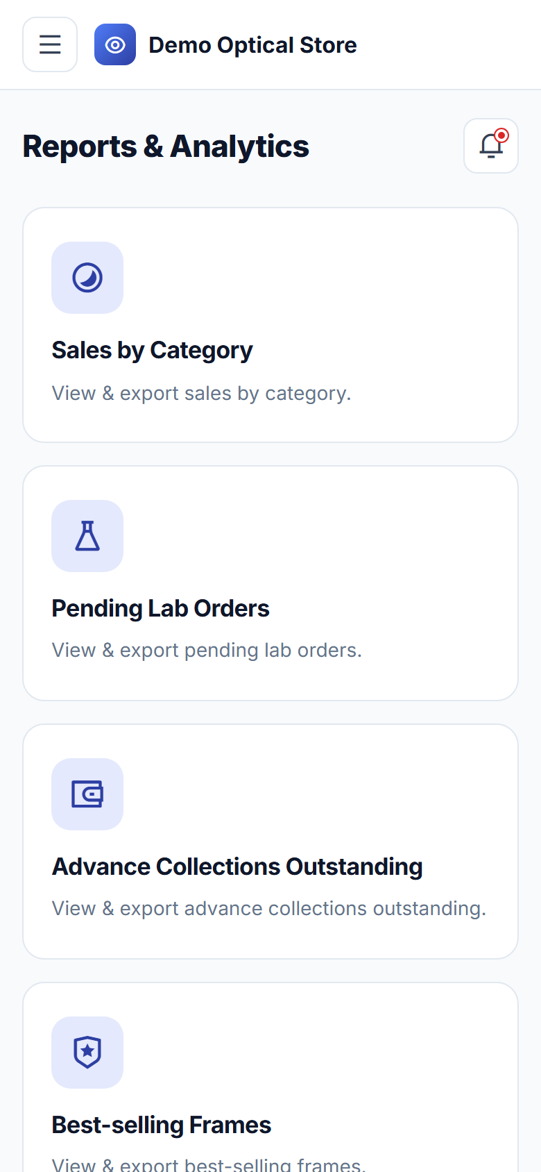 Optical Store Prescription, Frame & Lens Order Management Software screenshot