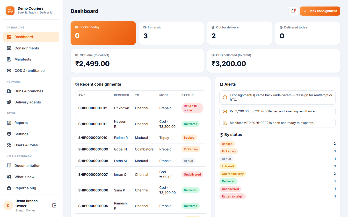 Courier and Parcel Tracking Software screenshot