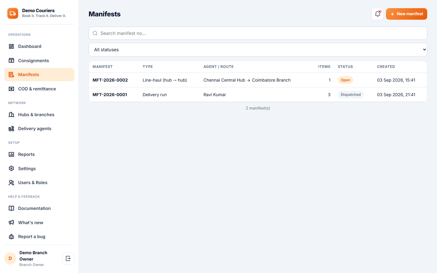 Courier and Parcel Tracking Software screenshot