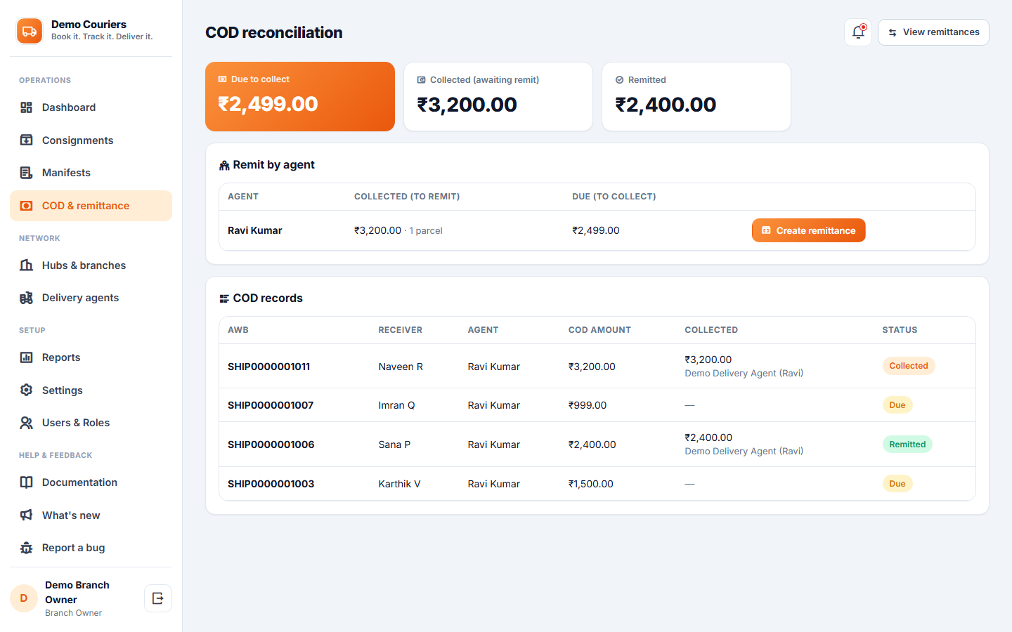 Courier and Parcel Tracking Software screenshot