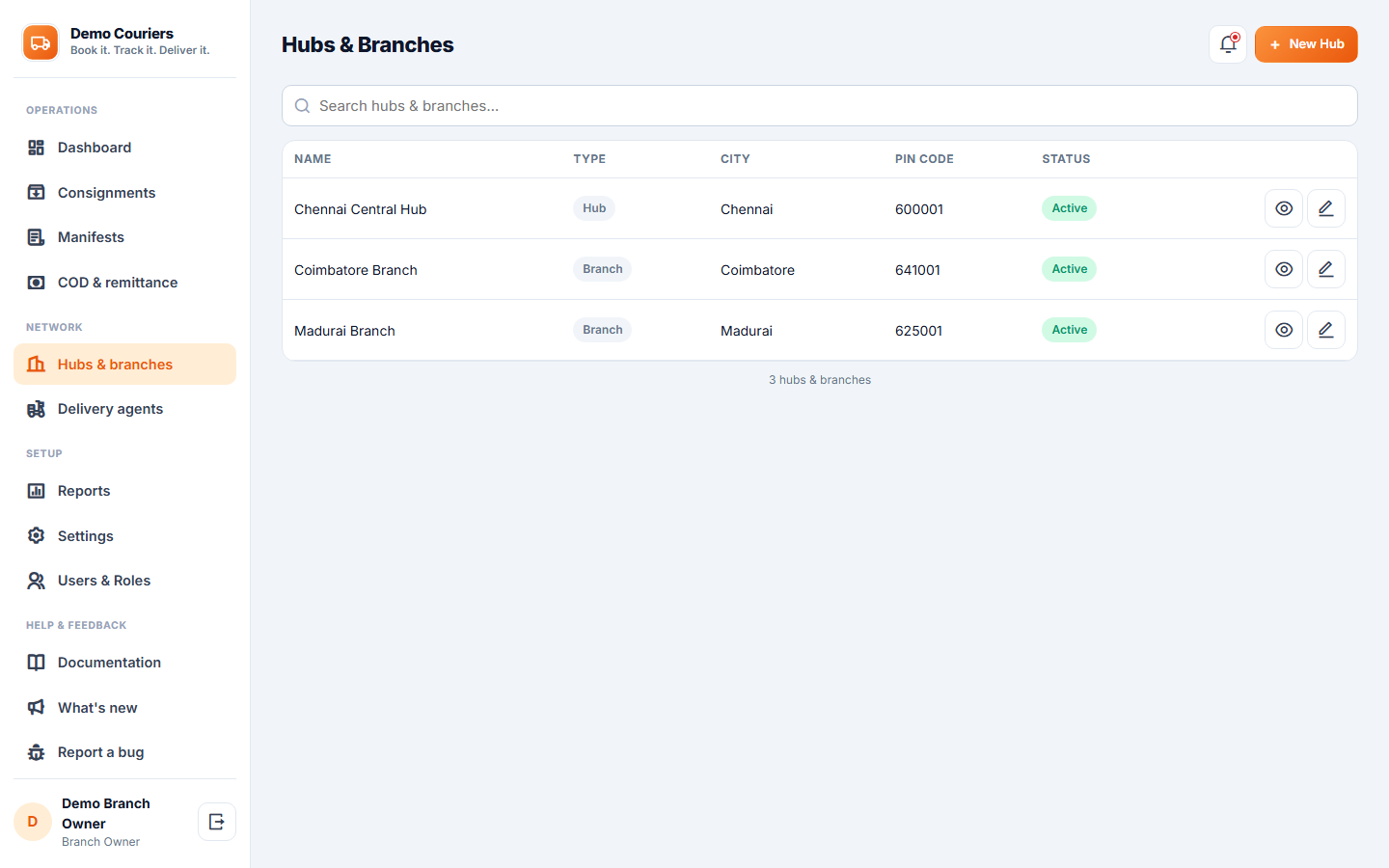 Courier and Parcel Tracking Software screenshot