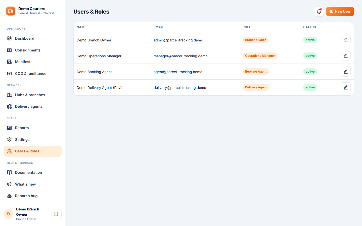 Courier and Parcel Tracking Software screenshot