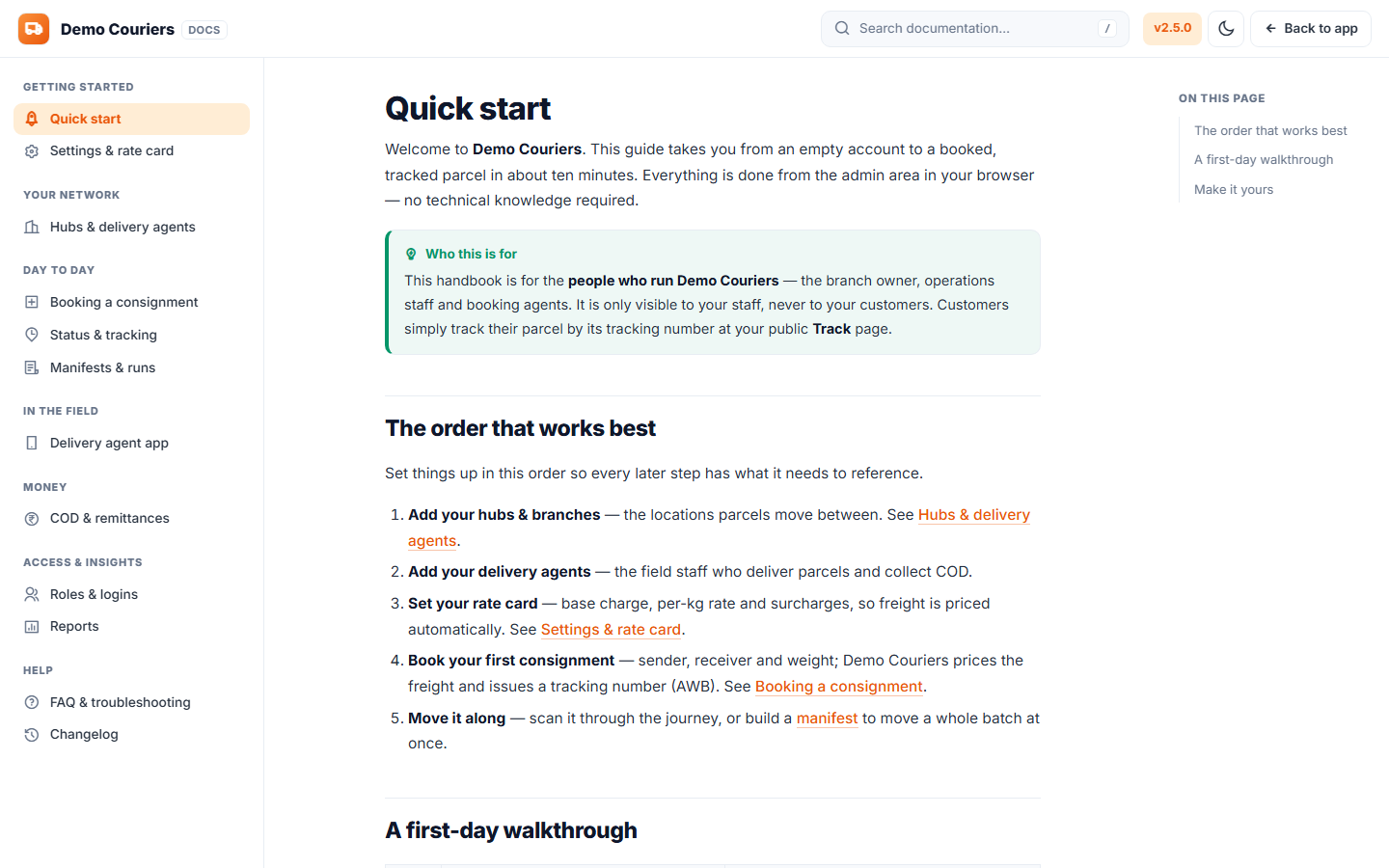 Courier and Parcel Tracking Software screenshot