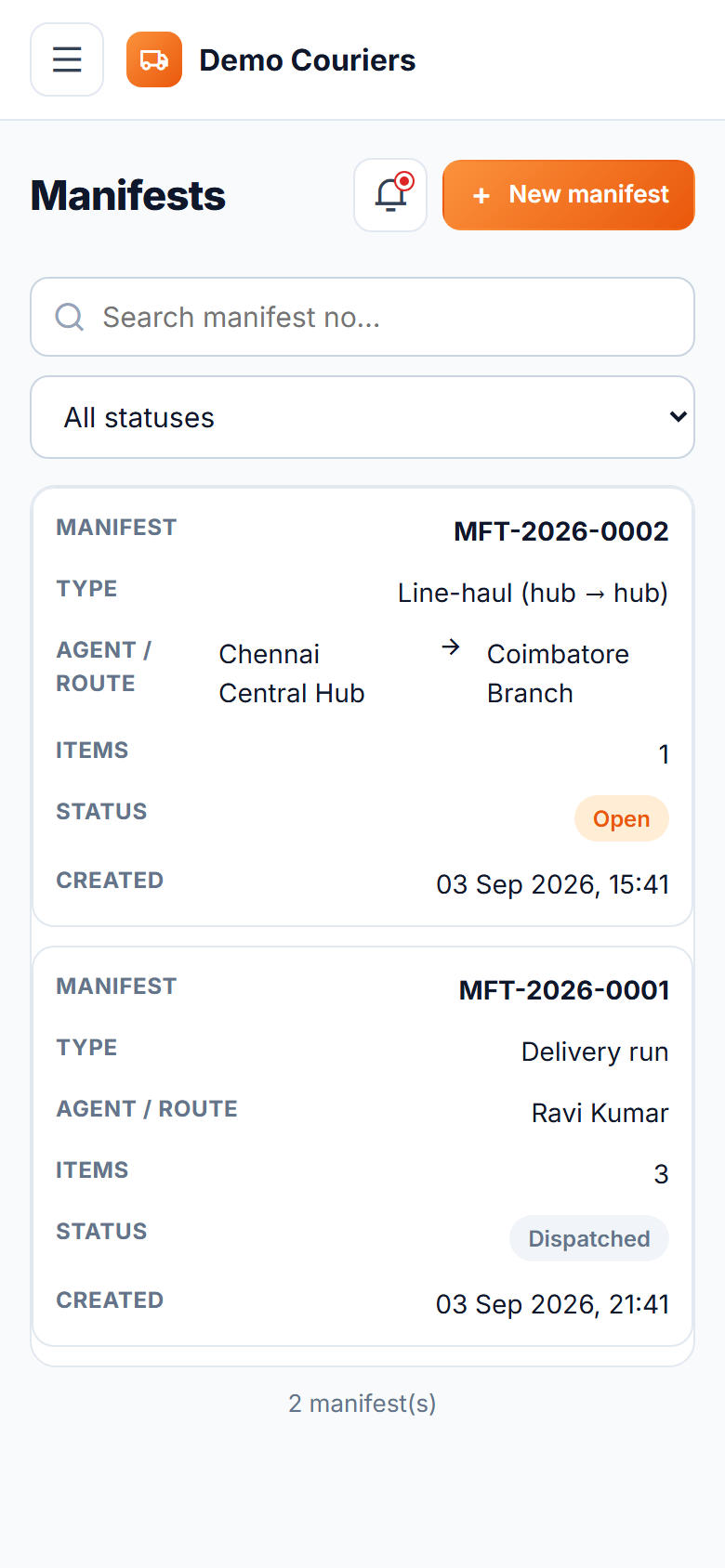 Courier and Parcel Tracking Software screenshot