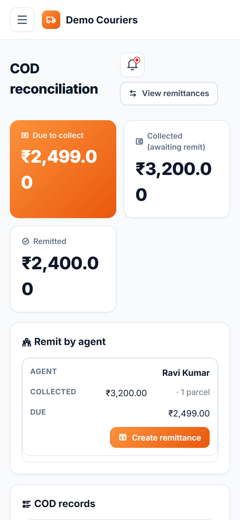 Courier and Parcel Tracking Software screenshot