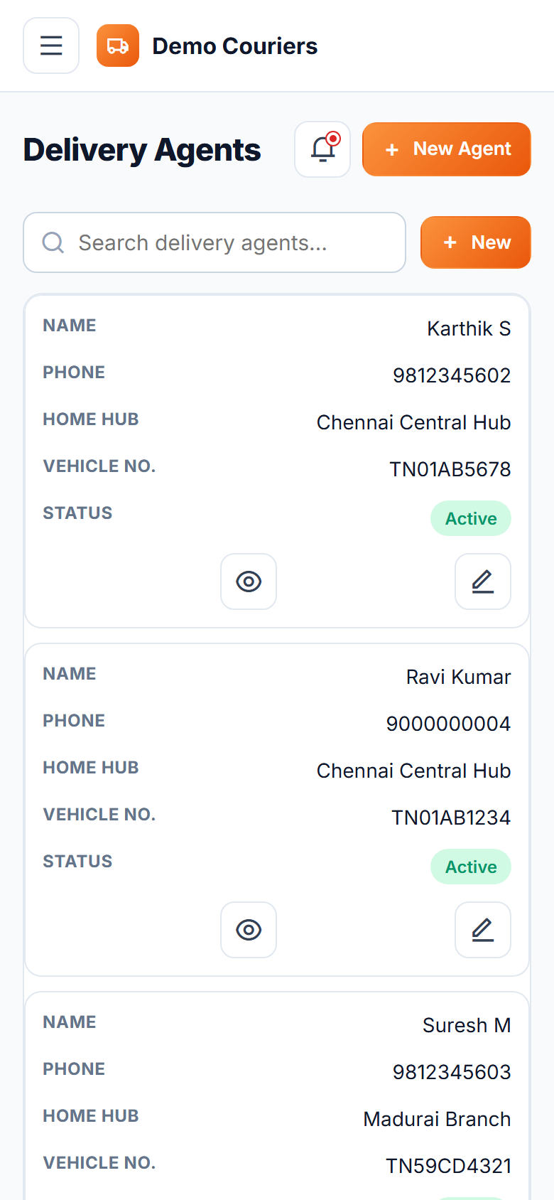 Courier and Parcel Tracking Software screenshot