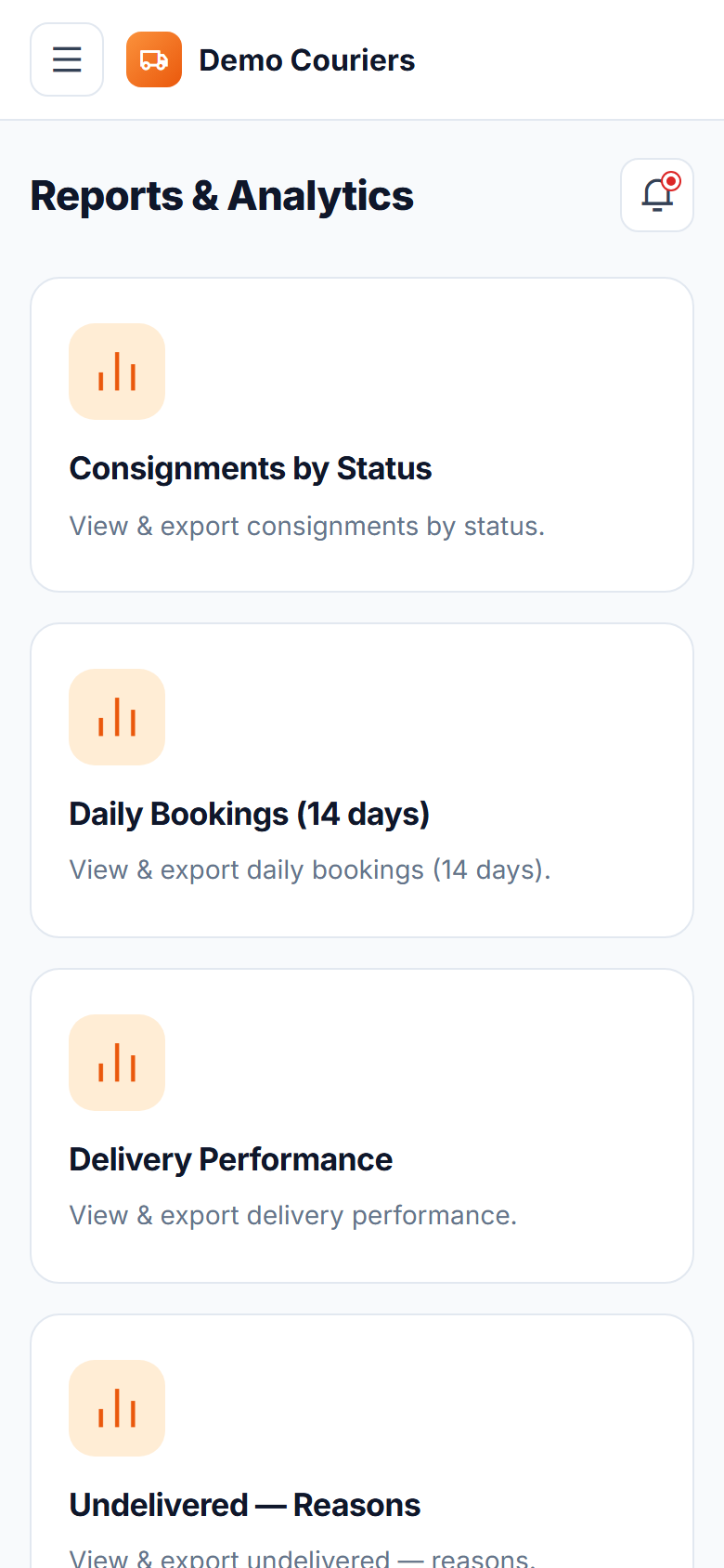 Courier and Parcel Tracking Software screenshot