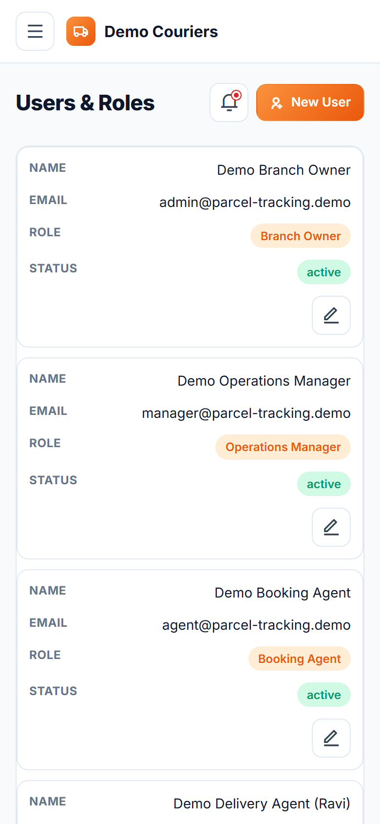Courier and Parcel Tracking Software screenshot