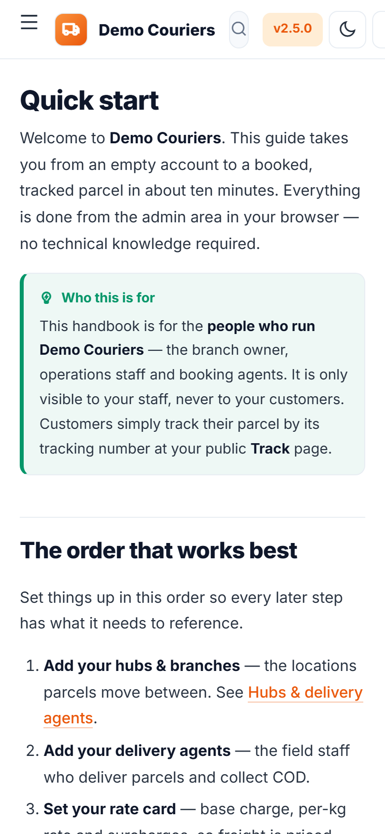 Courier and Parcel Tracking Software screenshot